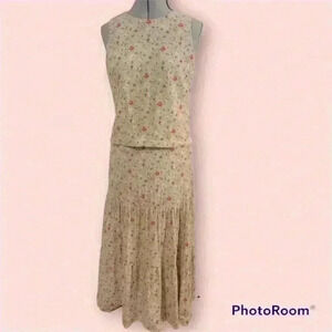 Sheri Martin Vintage Cottage Core Floral Sleeveless Tiered Dress Size 8.